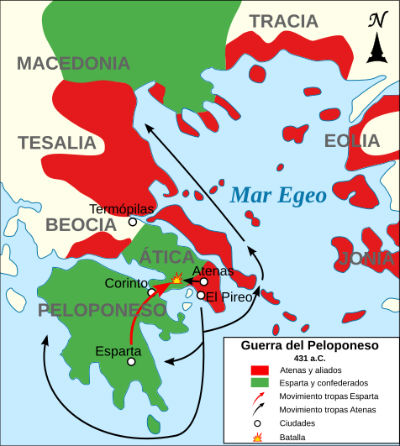 Mapa de la guerra del Peloponeso
