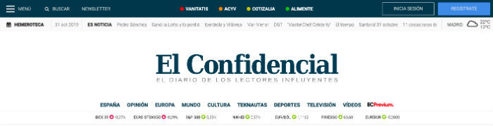 Página web de El Confidencial